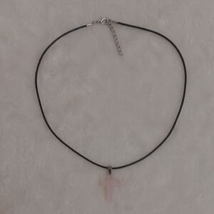 Elegant Pink Cross Pendant Necklace